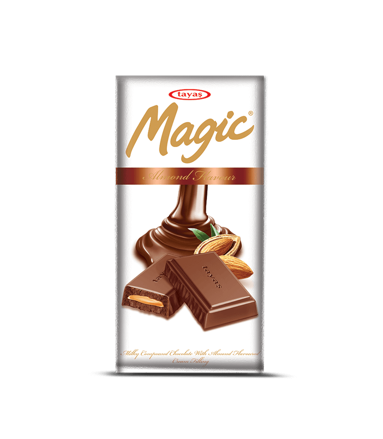 Magic – Badem Aromalı Kakao Krema Dolgulu Sütlü Tablet - Tayaş Gıda