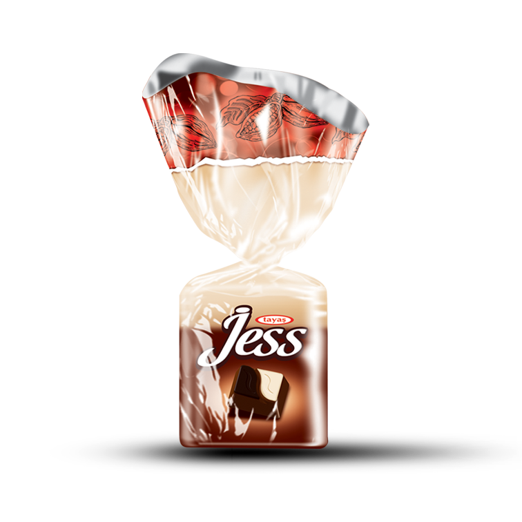 Jess - Bitter ve Beyaz Kokolin Desenli Fındık Aromalı Krema Dolgulu Sütlü Kokolin