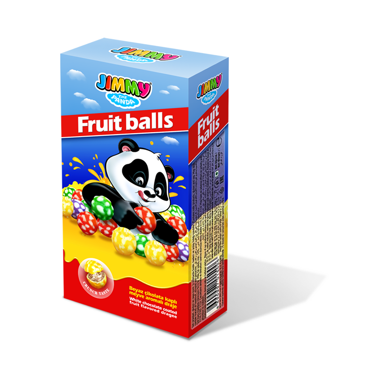 Jimmy Fruit Balls - Beyaz Çikolata Kaplı, Pirinç Patlaklı Meyve Aromalı Draje