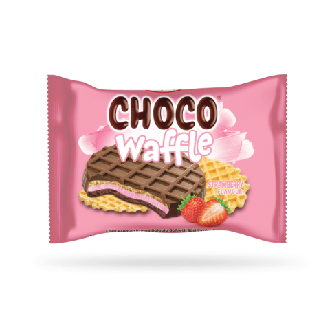 Chocowaffle - Çilek Aromalı Krema Dolgulu Gofretli Sütlü Kokolin