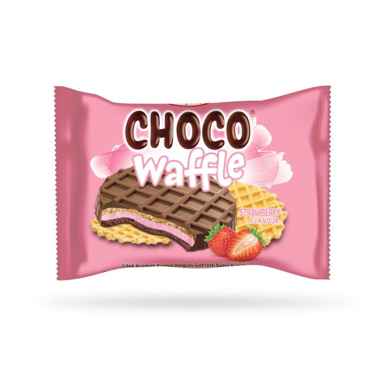 Chocowaffle - Çilek Aromalı Krema Dolgulu Gofretli Sütlü Kokolin