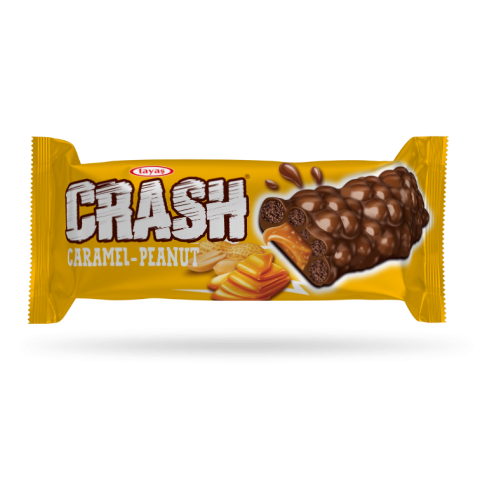 Crash - Kakao Kaplamalı, Mısır ve Pirinç Patlaklı, Karamelli Yerfıstıklı Bar