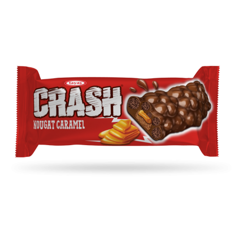 Crash - Kakao Kaplamalı, Mısır ve Pirinç Patlaklı Nuga Karamelli Bar