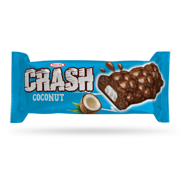 Crash - Kakao Kaplamalı, Mısır ve Pirinç Patlaklı, Hindistan Cevizli Bar