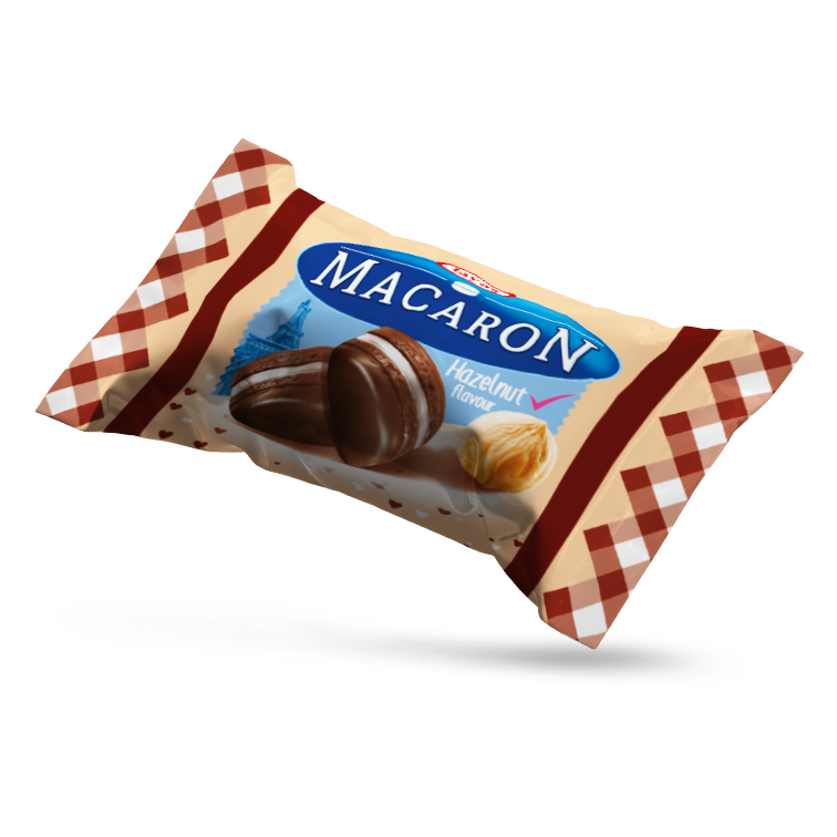 Macaron - Fındık Aromalı, Krema Dolgulu, Pirinç Patlaklı Sütlü Kokolin